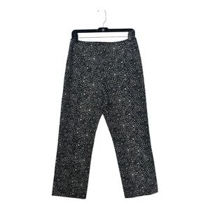 Ann Taylor Black White Floral Print Cropped Pants Size 6 Cotton Blend
